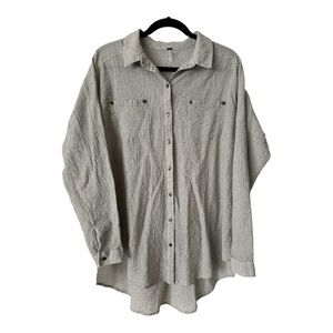 FREE PEOPLE BUTTON DOWN OVERSIZED TOP BEIGE BOHO SIZE SMALL